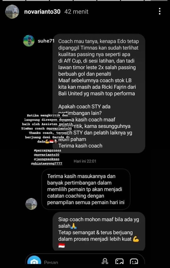 Nitizen yang merasa kesal karena melihat penampilan Edo Febriansyah dalam laga timnas Indonesia vs Timor Leste, di Stadion Kapten I Wayan Dipta, Gianyar, Bali, Kamis (27/1/2022).