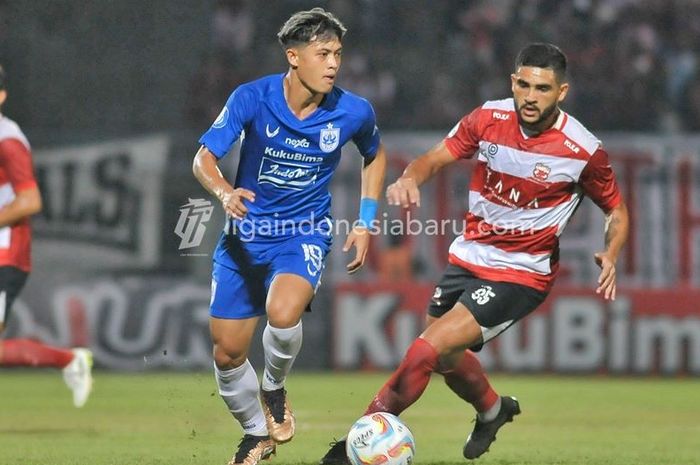 Suasana pertandingan antara Madura United melawan PSIS Semarang dalam laga pekan keenam Liga 1 2023/2024, Sabtu (5/8/2023).