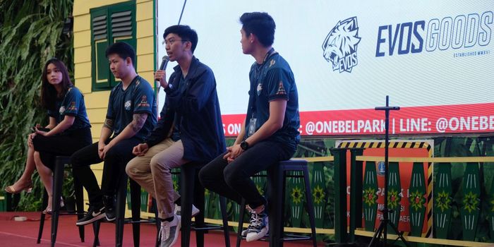 Merchandise Manager EVOS eSports, Yansen Wijaya, berbicara kepada pers dalam acara pembukaan flagship store pertama EVOS eSports di One Bell Park, Jakarta, Jumat (9/8/2019).