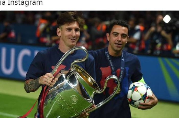 Megabintang Paris Saint-Germain, Lionel Messi, bertemu dengan mantan rekan setim sekaligus pelatih Barcelona, Xavi Hernandez.