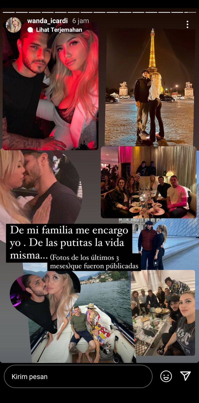 Instastory Wanda Nara yang menunjukan kemesraannya bersama sang suami, Mauro Icardi.