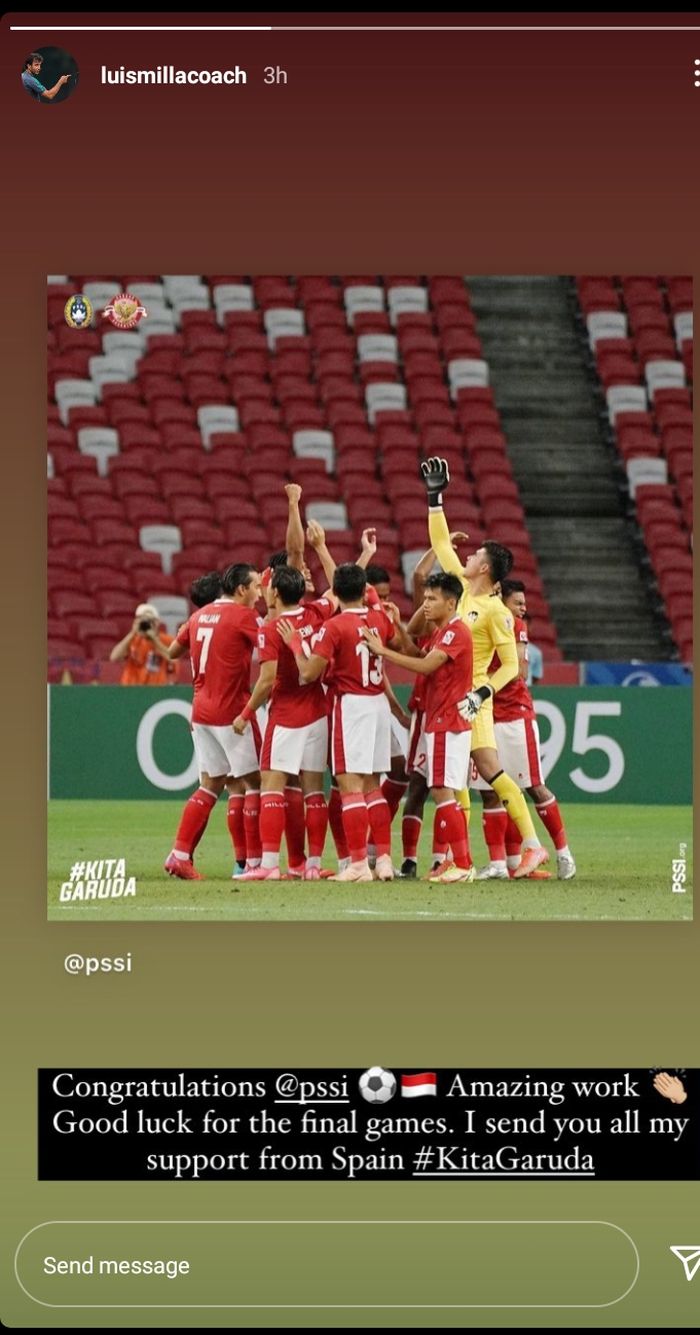 Komentar Luis Milla soal keberhasilan Timnas Indonesia lolos Piala AFF 2020