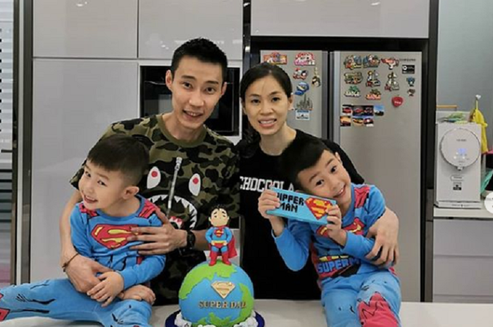 Lee Chong Wei bersama sang istri, Wong Mew Choo dan kedua putranya, Kingston Lee dan Terrance Lee.