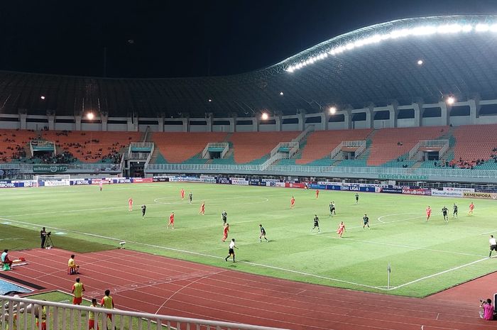 Pertandingan antara Persikabo 1973 melawan Borneo FC dalam laga pekan kedelapan Liga 1 2022-2023, di Stadion Pakansari, Cibinong, Bogor, Sabtu (3/9/2022).