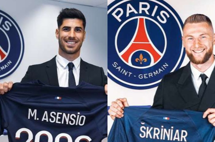 Dua pemain gratis Paris Saint-Germain, Marco Asensio dan Milan Skriniar, diresmikan oleh klub pada Kamis (6/7/2023).