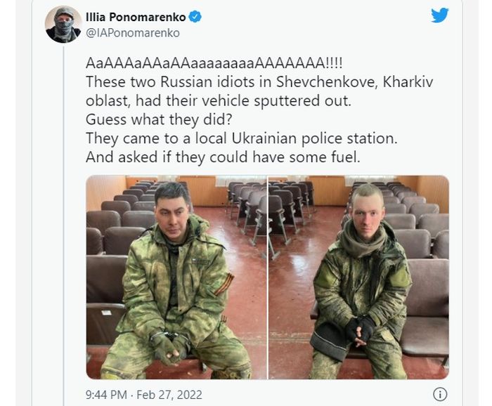 Tentara Rusia tertangkap selama invasi Rusia ke Ukraina.