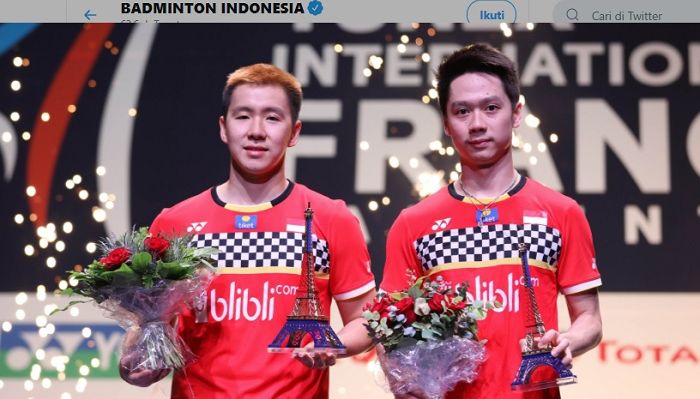 Pebulu tangkis nomor ganda putra Indonesia, Marcus Fernaldi Gideon/Kevin Sanjaya Sukamuljo berhasil menjadi pemenang French Open 2019 pada Minggu (27/10/2019).