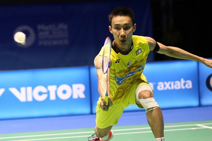 Lee Chong Wei saat bertanding di Malaysia Open 2017.