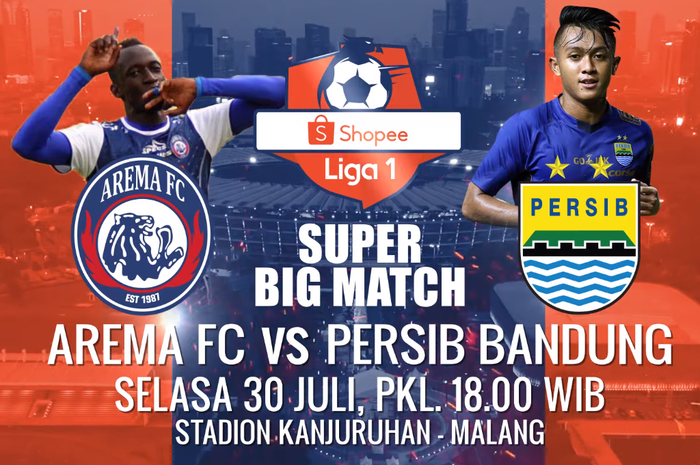 Arema FC vs Persib Bandung akan disiarkan langsung di Indosiar pukul 18.00 WIB.