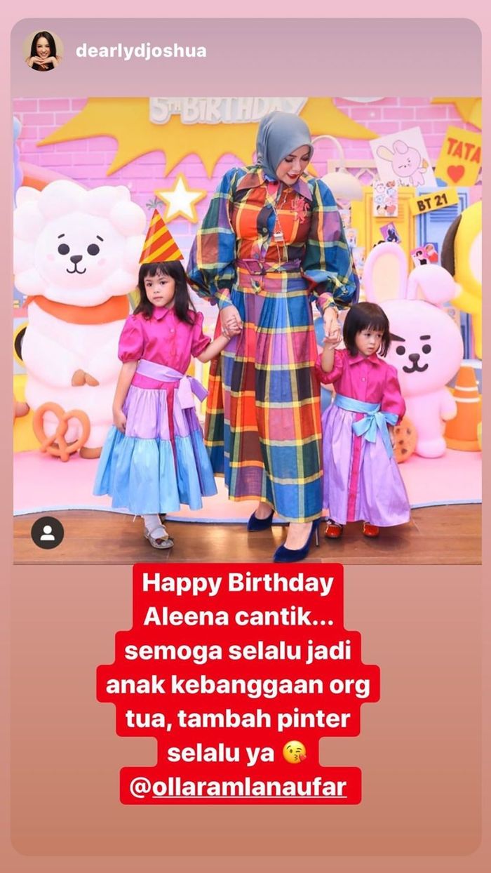 Tampilan Olla Ramlan saat merayakan ulang tahun Aleena