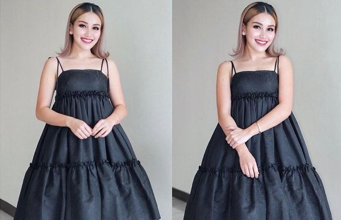 Ayu Ting Ting dalam balutan dress desainer.