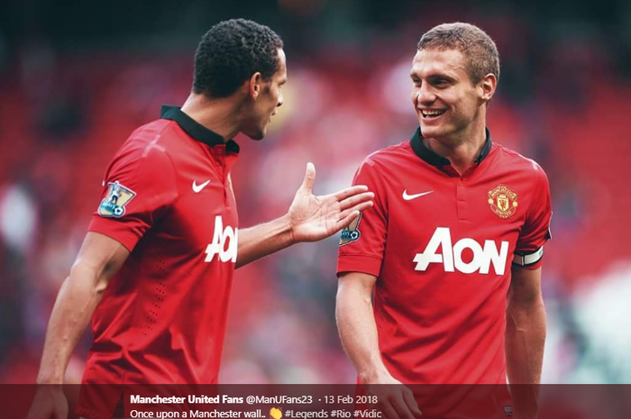 Bek legendaris Manchester United, Rio Ferdinand dan Nemanja Vidic.