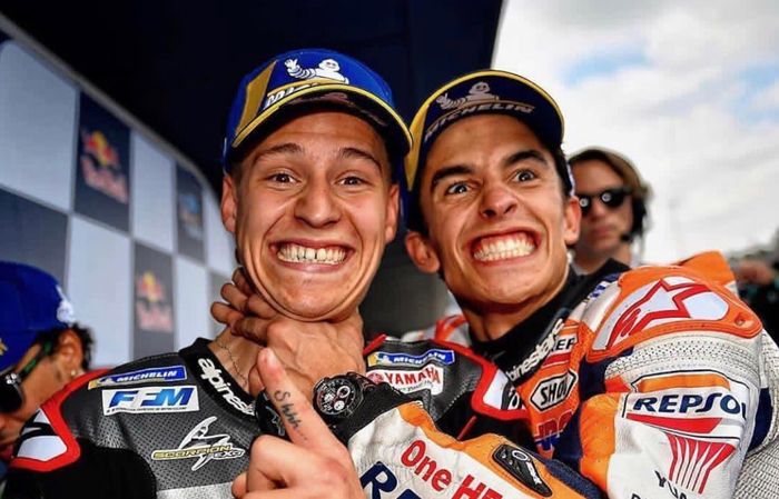 Fabio Quartararo (kiri) dan Marc Marquez (kanan).