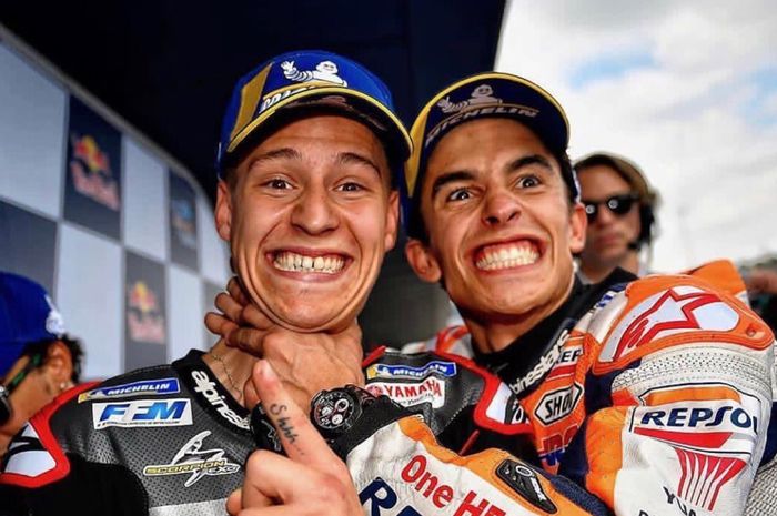 Fabio Quartararo (kiri) dan Marc Marquez (kanan).