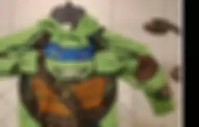 Kolase foto baju ninja turtle di cahaya terang dan gelap