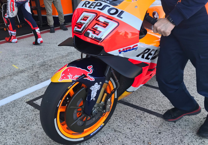 Aero fairing baru RC213v Honda milik Marc Marquez di FP1 MotoGP Perancis 2018
