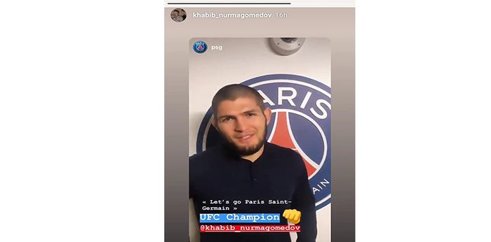 Unggahan Khabib Nurmagomedov yang menunjukkan dukungan pada Paris Saint-Germain