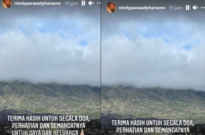 Tangkapan layar unggahan Insta story <a href='https://sumsel.tribunnews.com/tag/nindy-ayunda' title='Nindy Ayunda'>Nindy Ayunda</a>.