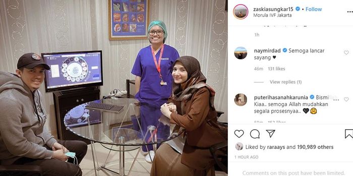 Komentar rekan artis di unggahan Zaskia Sungkar