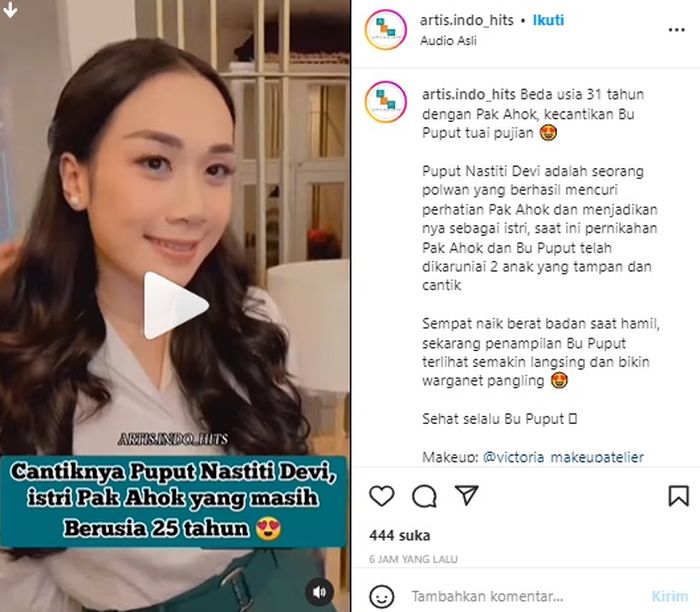 Penampilan Puput Nastiti Devi dibandingkan dengan Veronica Tan.