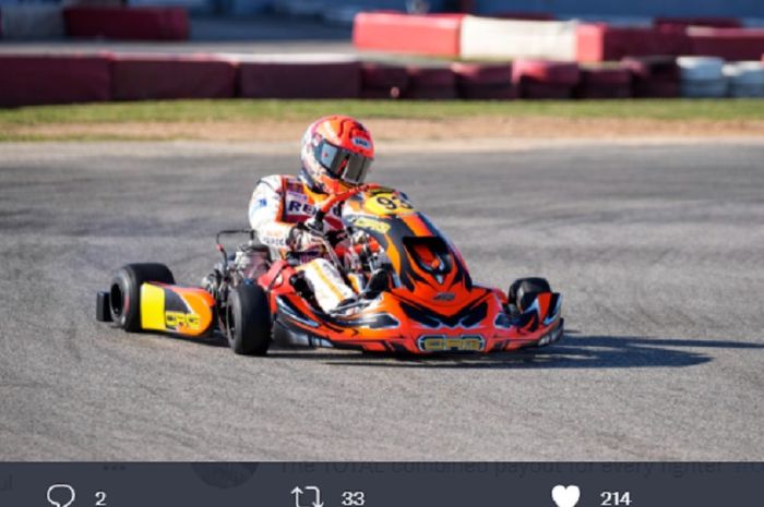 Marc Marquez berlatih karting di Sirkuit Vendrell, Spanyol pada Senin (24/1/2022)