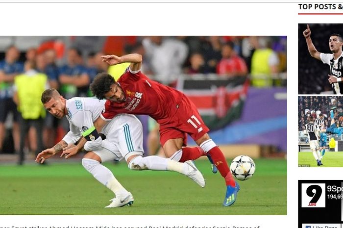Detik-detik sebelum SergioRamos membanting Mohamed Salah