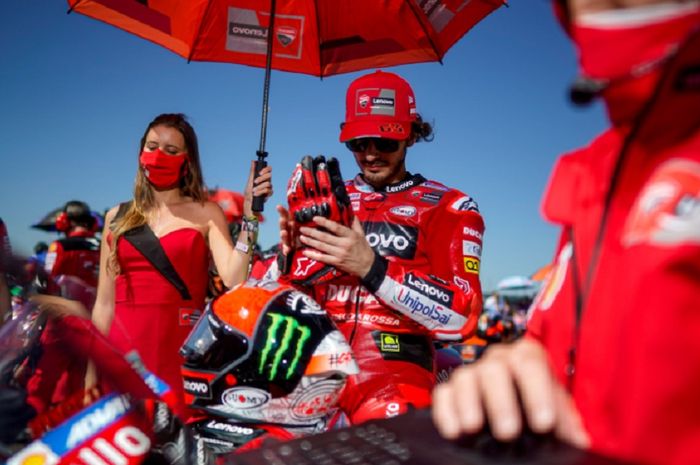 Pembalap Ducati Lenovo Team, Francesco Bagnaia saat seri balapan ketiga MotoGP Argentina 2022.