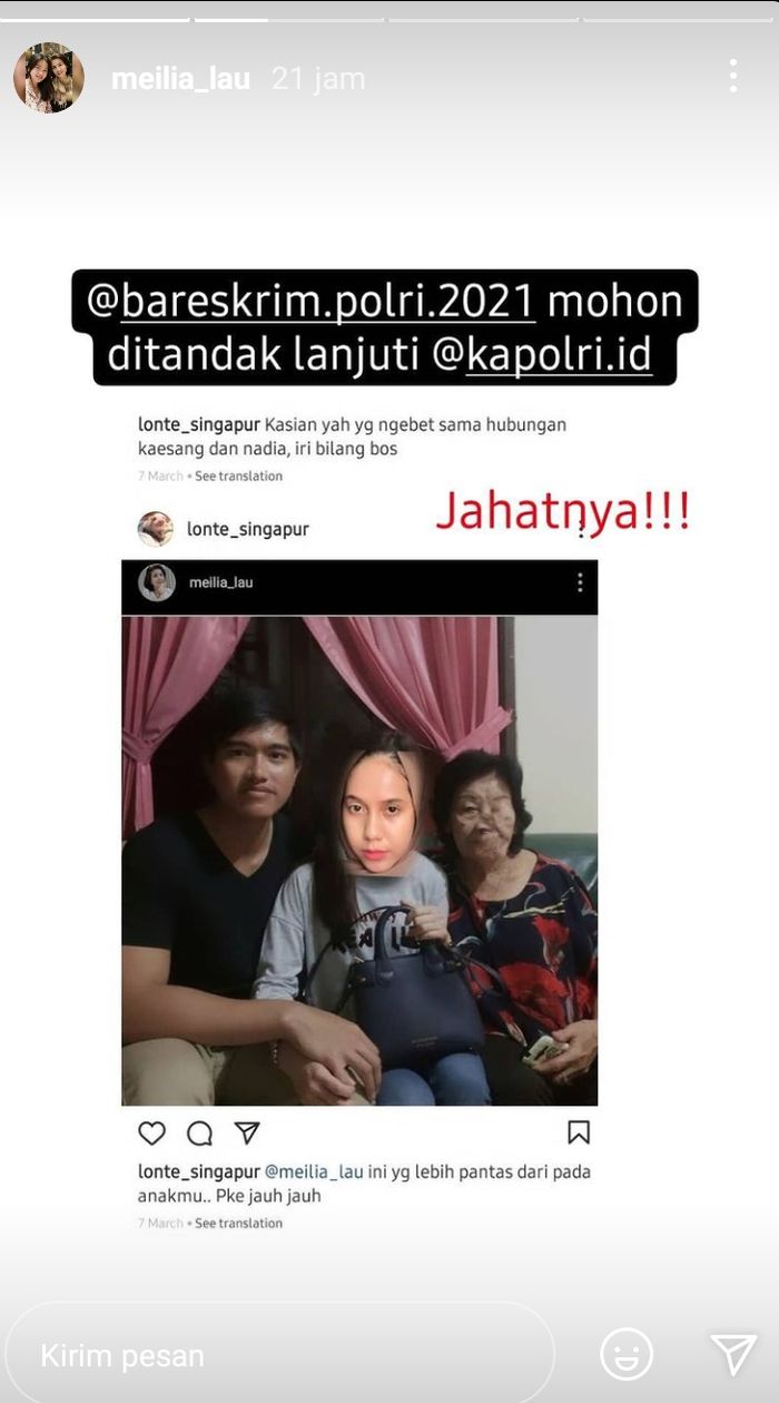 Meilia Lau tak terima foto anaknya diedit.