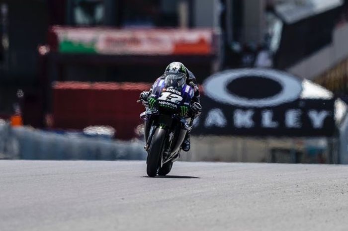 Aksi pembalap Monster Energy Yamaha, Maverick Vinales pada MotoGP Italia 2019