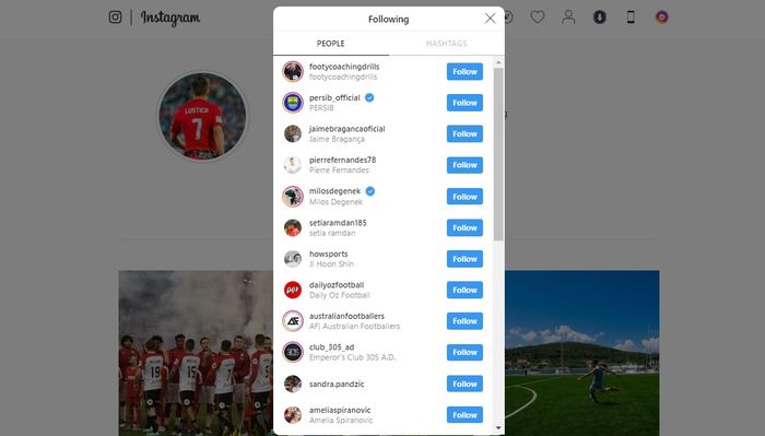 Akun instagram gelandang Kroasia, Steven Lustica memfollow Persib Bandung.