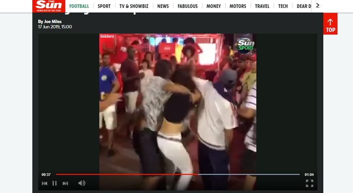 Tangkapan layar dari video kericuhan penggemar di Copa America 2019