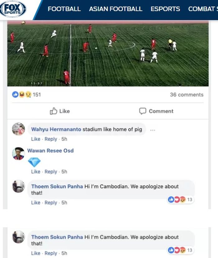 Screen capture nyinyiran netizen terkait olymic Stadium di Kamboja
