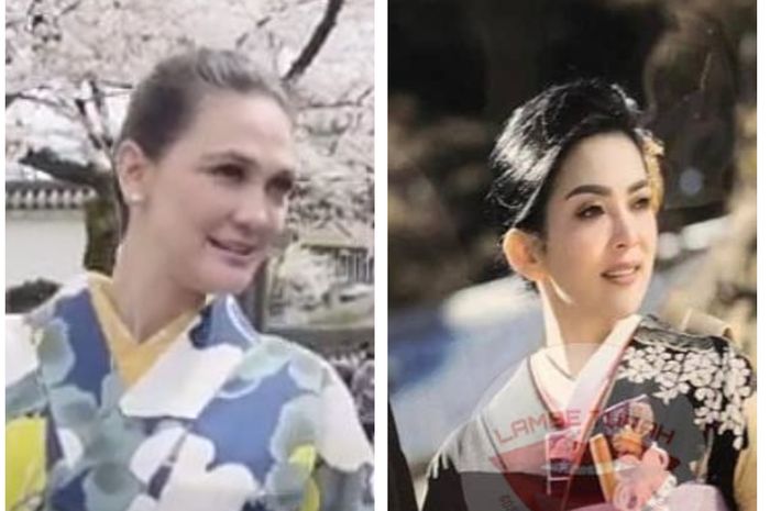 Bandingkan Kimono Syahrini dan Luna Maya Saat Bersama Reino Barack