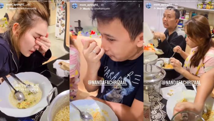 Momen kebersamaan keluarga Ayu Ting Ting saat sahur bersama.