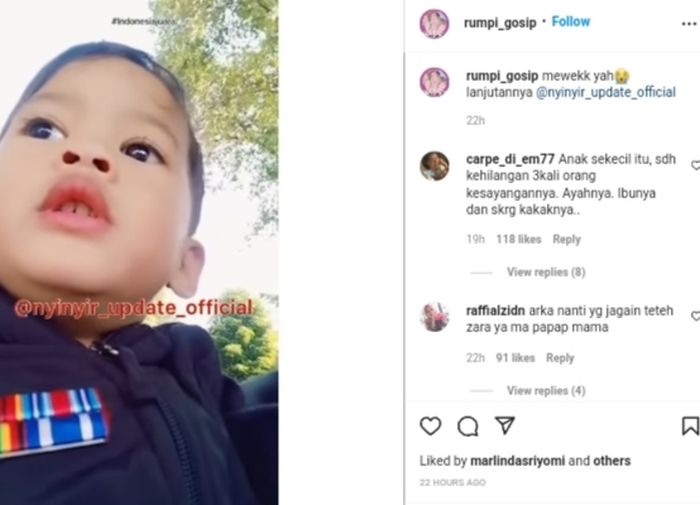 Arkana saat kunjungi makam Eril