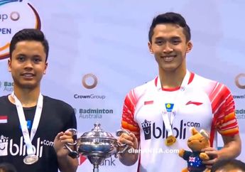 Pegang Piala Berdua, Jojo Kalahkan Ginting dan Menangi Australia Open 2019