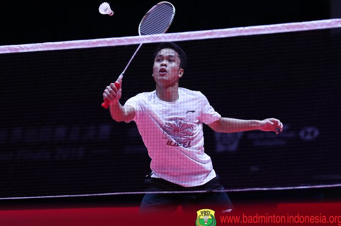 Anthony Sinisuka Ginting saat menjalani sesi latihan di Tianhe Gymnasium, Guangzhou, China pada Selasa (10/12/2019), untuk persiapan BWF World Tour Finals 2019.