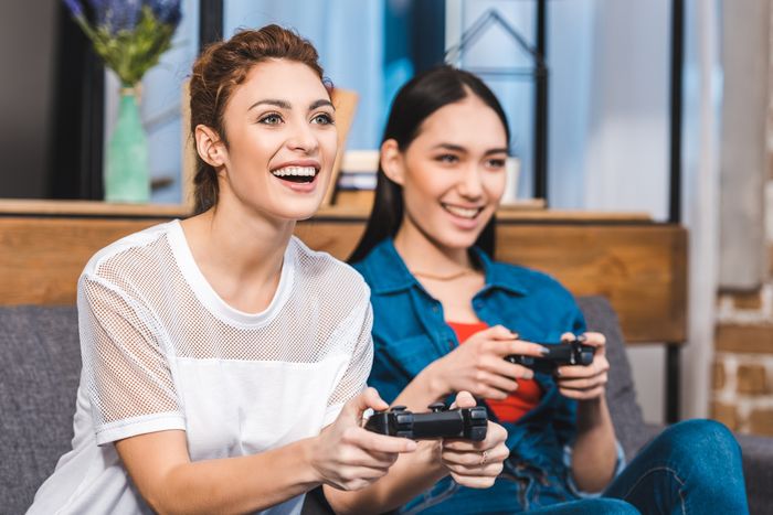 Illustration of women playing games