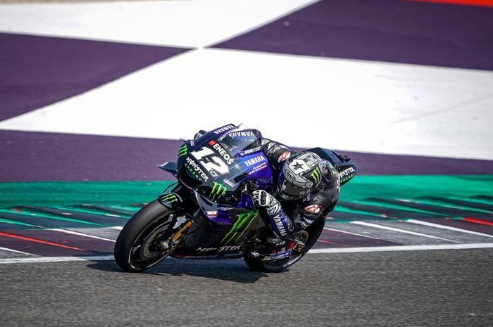 Pembalap Monster Energy Yamaha, Maverick Vinales pada sesi tes resmi MotoGP 2019 di Sirkuit Misano, San Marino, Jumat (30/8/2019)