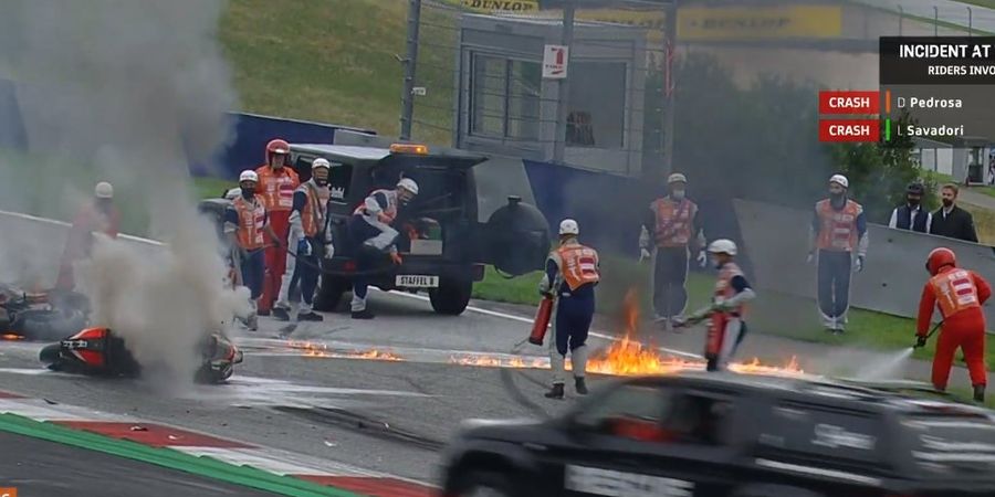 Hasil MotoGP Styria 2021 -  Diwarnai Motor Terbakar, Marc Marquez Cekcok di Tengah Lintasan