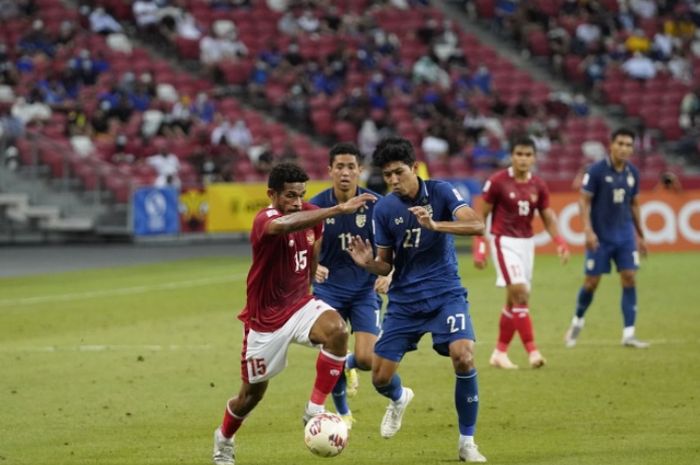 Laga Timnas Indonesia vs Thailand di leg pertama final Piala AFF 2020.