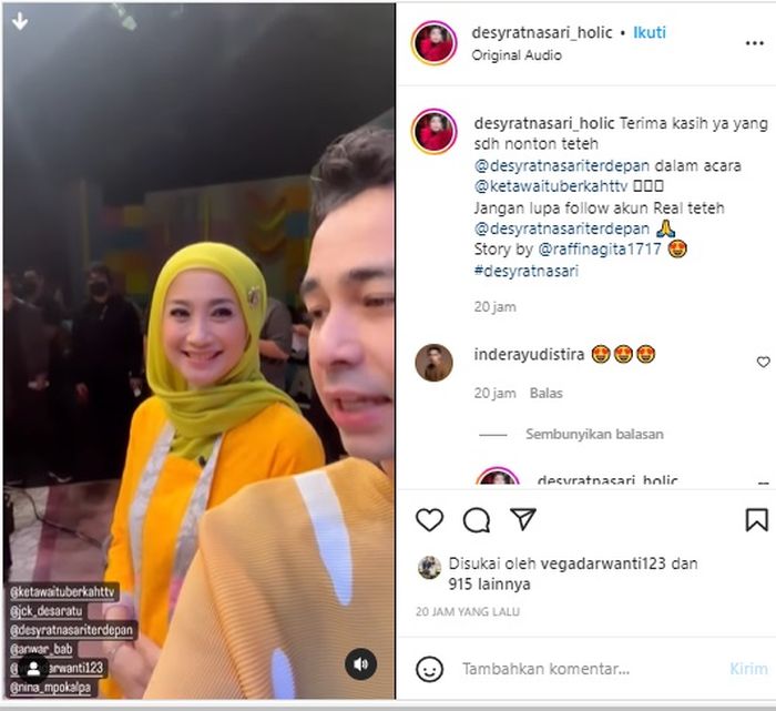 Pertemuan Raffi Ahmad dan Desy Ratnasari.