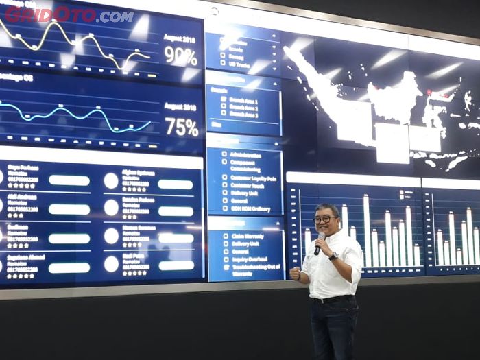 Ilustrasi data Fleet Management Service di ruang command center United Tractors
