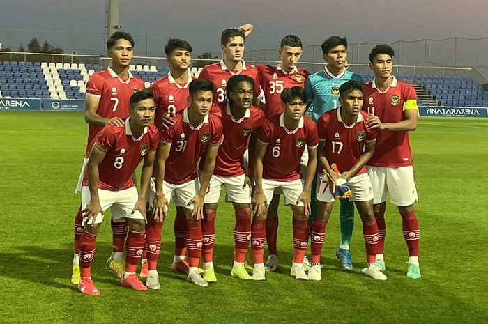 Pemain timnas U-20 Indonesia saat melawan timnas U-20 Prancis. 