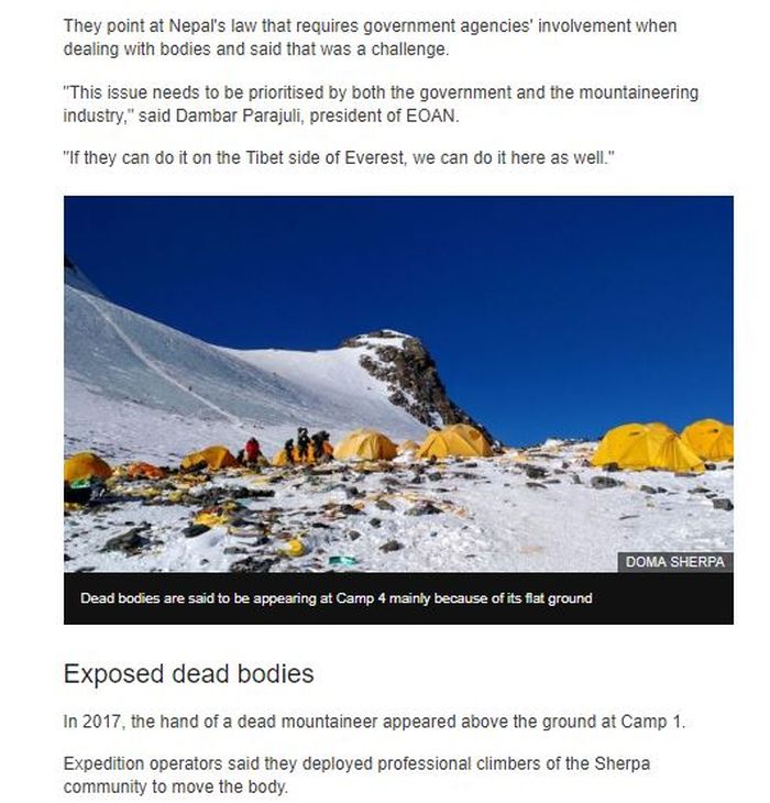 Mayat-mayat para pendaki di Gunung Everest tiba-tiba muncul
