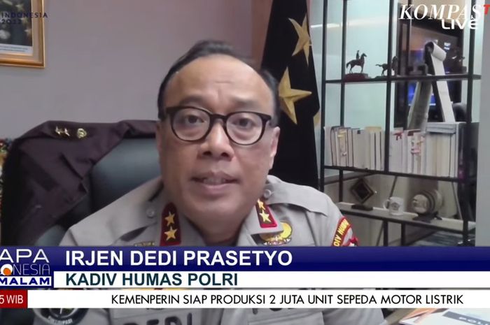 Kadiv Humas Polri, Dedi Prasetyo dalam acara Sapa Indonesia Malam, Kompas TV, pada Senin (10/10/2022) malam.