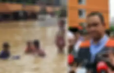 Tinjau Lokasi Banjir, Gubernur Anies Baswedan: Anak-Anak pada Senang Main Tuh, Mau Berenang Katanya