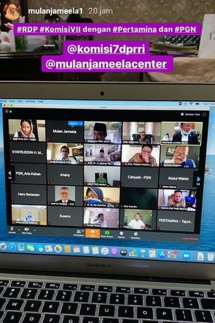 Tangkap layar Mulan Jameela berikan kritik pada Pertamina