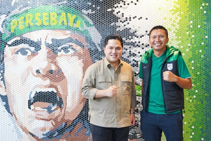 Direktur Utama Persebaya Surabaya, Azrul Ananda dan Ketua Umum PSSI Erick Thohir.