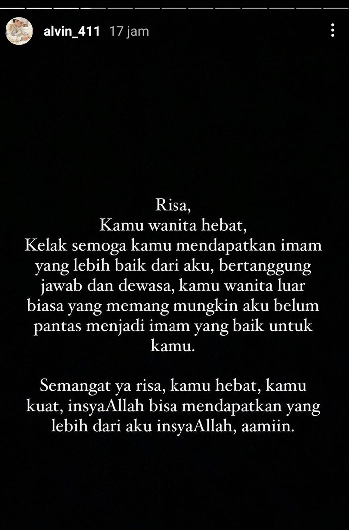 Unggahan Alvin untuk Larissa Chou
